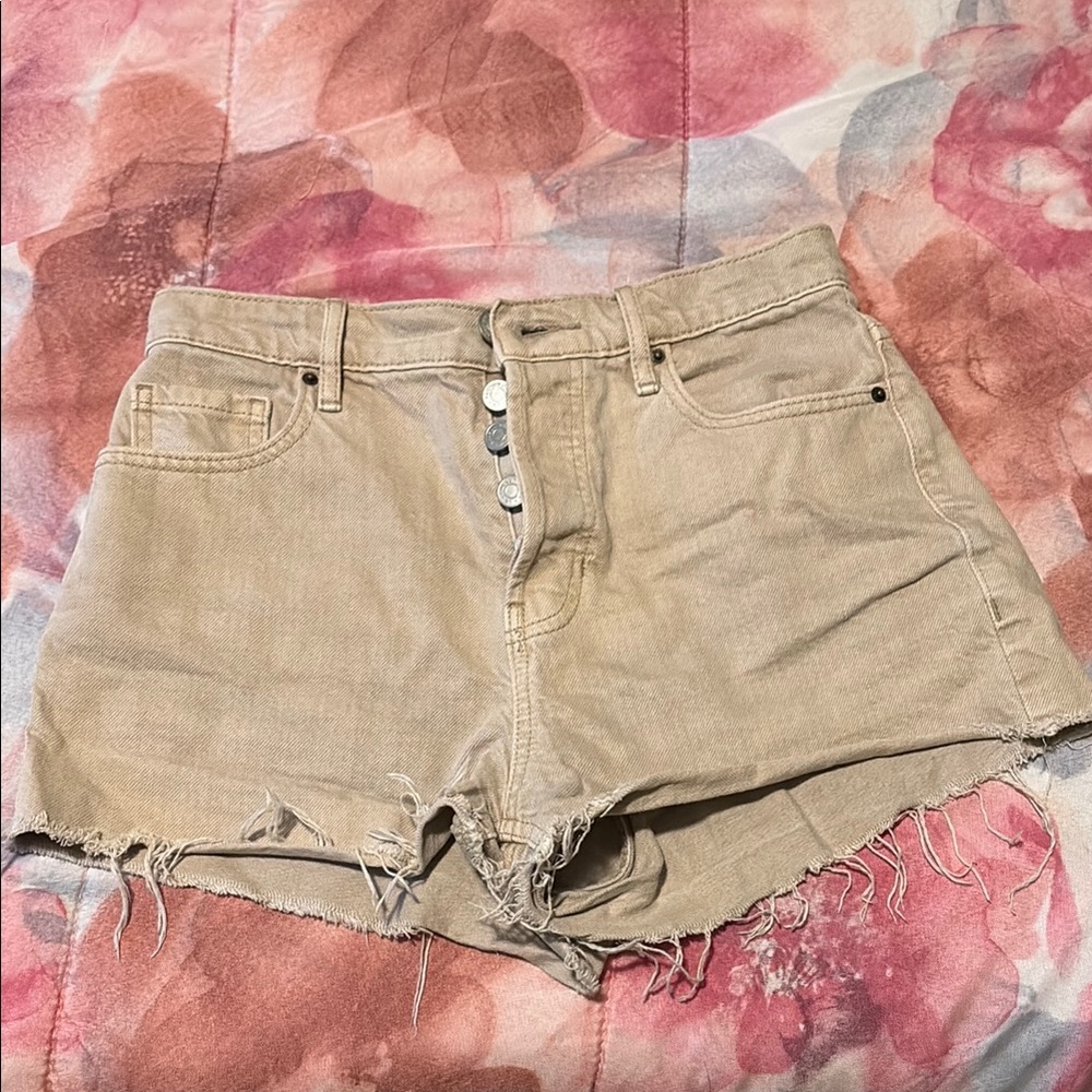 PacSun Tan Jean Shorts Distressed High-Waisted
